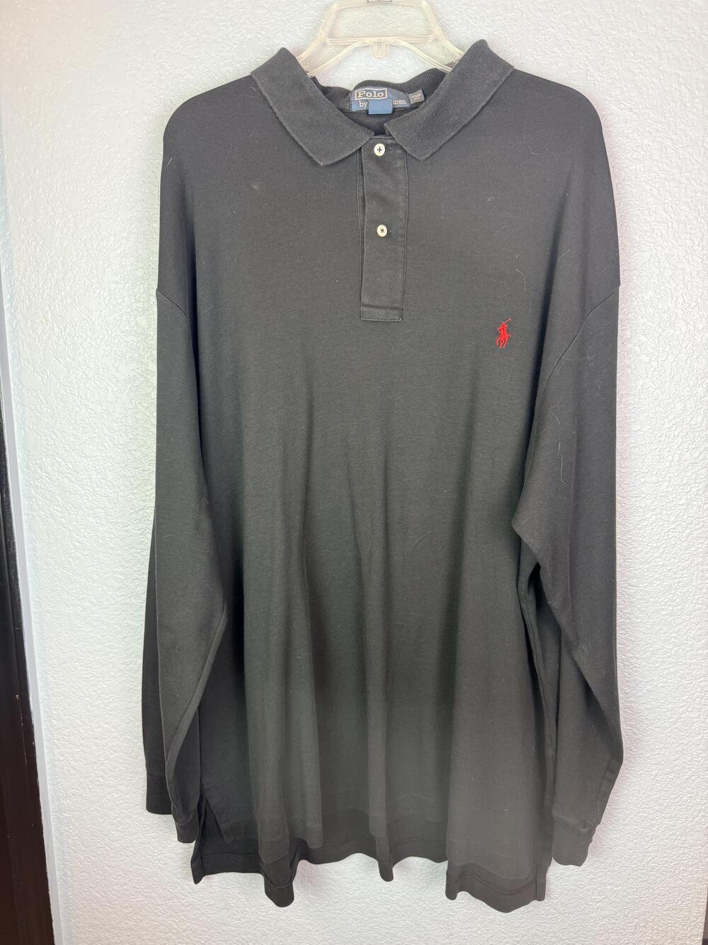 Polo By Ralph Lauren Polo Shirt Mens Big 2X Black Long Sleeve Cotton Pony Logo